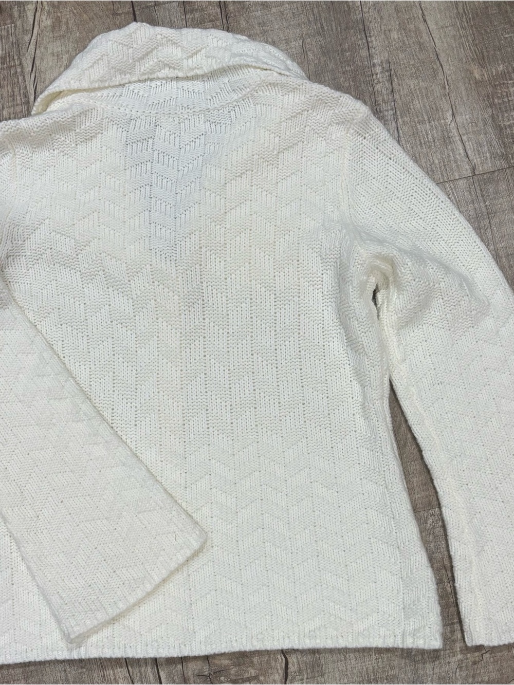 JM Collection Cream Textured Knit Single-Button Cardigan - Picture 3 of 3